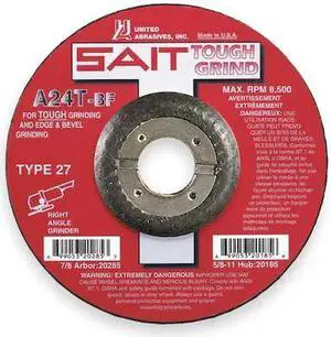 UNITED ABRASIVES-SAIT 20065 Depressed Center Wheels, Type 27, 4 1/2 in Dia,