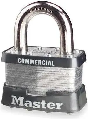 MASTER LOCK 5N Padlock, Keyed Different, Standard Shackle, Rectangular Steel