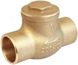 ZORO SELECT 10F332 1-1/2" Solder Brass Swing Check Valve