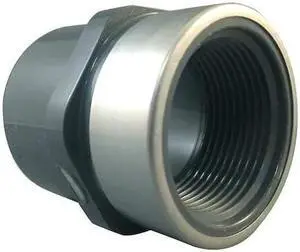 ZORO SELECT 835-012SR PVC, Stainless Steel Female Adapter, Socket x FNPT, 1-1/4