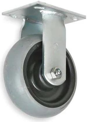 ZORO SELECT 1NWH2 Rigid Plate Caster,Rbber,8 in,675 lb,Gry