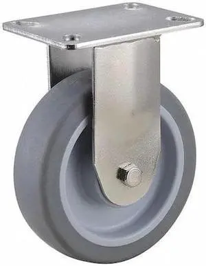 ZORO SELECT 33H933 Rigid NSF-Listed Plate Caster,TPR,5 in.,300 lb.