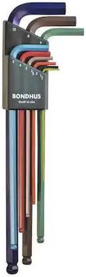 Bondhus Ball End L-Wrench Set, ColorGuard, 9 pcs.   69699