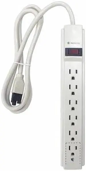 POWER FIRST 52NY52 Surge Protector Outlet Strip,4 ft.,White