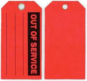 ZORO SELECT 2RMV3 Out Of Svce Tag,3 x 5-3/4 In,Bk/R,PK100