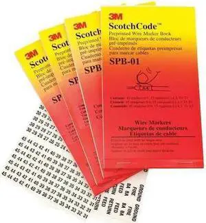3M SPB-15-AS1 Wire Marker Book, Preprintd, Slf-Adhes, PK5, SPB-15-AS1