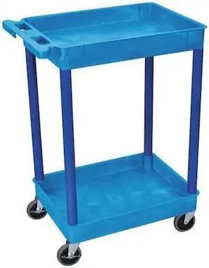 ZORO SELECT BUSTC11BU Utility Cart with Deep Lipped Plastic Shelves, 300 lb