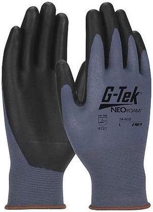 PIP 34-600 Coated Gloves, Nylon, Sandy, Palm, Knit, Blue/Black
