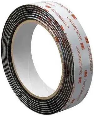 3M 1-5-SJ3526N Reclosable Fastener, Rubber Adhesive, 15 ft, 1 in W, Black