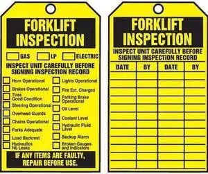 ACCUFORM TAR704 Tag, Forklift, Cardstock, 6 1/4 in H x 3 in W, Yellow,