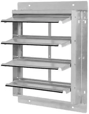 DAYTON 53DR10 12 in Backdraft Damper / Wall Shutter, 14-1/2 in x 14-1/2 in