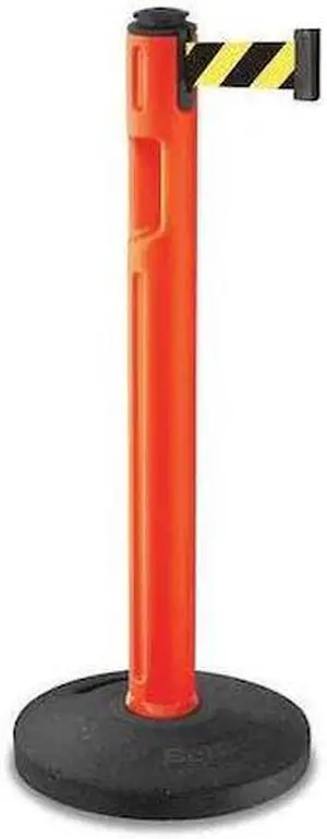 LAVI INDUSTRIES 80-5000R/OR/SF Barrier Post with Belt, Orange, 12 ft Length, 38