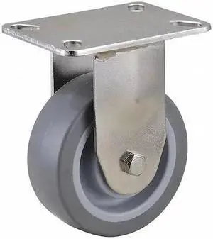 ZORO SELECT 33H932 Rigid NSF-Listed Plate Caster,TPR,4 in.,275 lb.