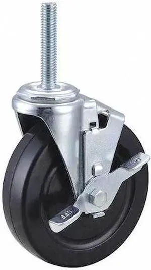 ZORO SELECT 32J928 Swivel Stem Caster w/Brake,5 in.,200 lb.
