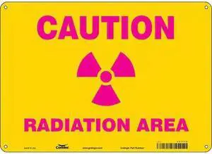 CONDOR 451Y79 Radiation Safety Sign, 10 in H, 14 in W, Polyethylene, Horizontal