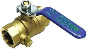 ZORO SELECT 1PYN9 1/2" FNPT Brass Ball Valve with Drain Inline