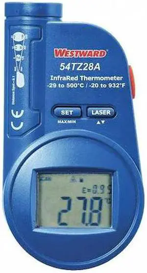 WESTWARD 54TZ28 Infrared Thermometer, Adjustable 0.10 to 1.00, -20 Degrees  to