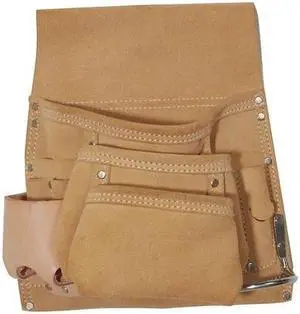WESTWARD 13T127 Tool Pouch, Tool Pouch, Tan, Leather, 10 Pockets