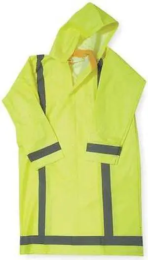 CONDOR 4GE75 Raincoat w/Detach Hood,Hi-Vis Yellow/Green,XL