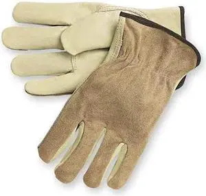 CONDOR 2ELH2 Leather Drivers Gloves, Cowhide, Shirred Slip-On, Keystone Thumb,