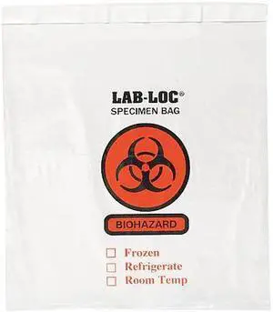 ZORO SELECT 3CUF3 Specimen Transfer Bag,10 In. W,PK1000