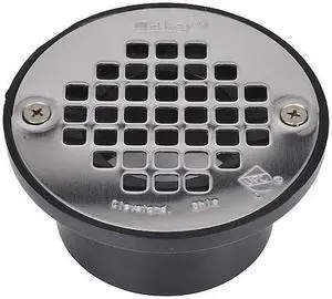 OATEY 43578 Straight Floor Drain, ABS, Stainless Steel, 2" or 3", Solvent-Weld