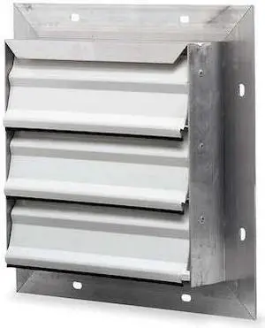 DAYTON 53DR13 20 in Backdraft Damper / Wall Shutter, 22-1/2 in x 22-1/2 in