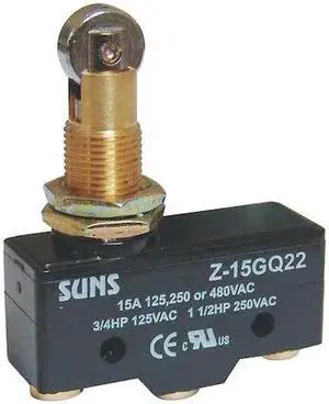 ZORO SELECT 5JED9 Snap Action Switch, Panel Mount, Plunger, Roller Actuator,