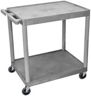 ZORO SELECT HE38-G Utility Cart with Lipped Plastic Shelves, Polyethylene, 400