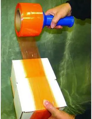 ZORO SELECT 15A921 Stretch Wrap, 3" W x 1000 ft. L, 80 ga, Cast Style, Orange,