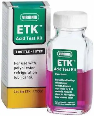 VIRGINIA ETK Refrigeration Oil Acid Test Kit, 4 oz Sz