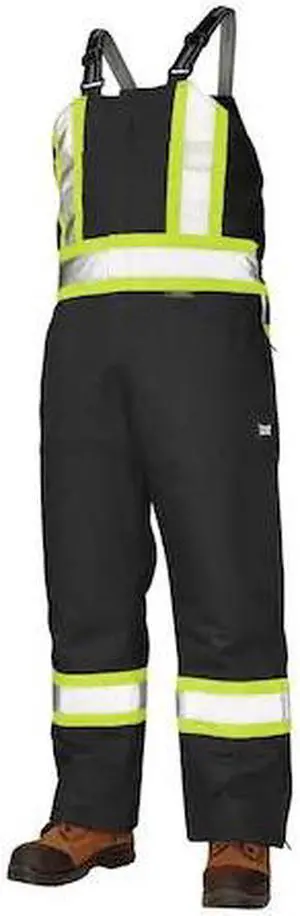 TOUGH DUCK S79831 Hi-Vis Insulated Bib Overalls,Black