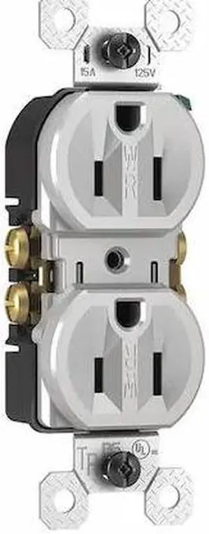 LEGRAND 3232TRWRGRY Straight Blade Receptacle, 5-15R, 15 A, 125V AC, 2 Pole, 3