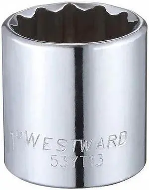 WESTWARD 53YT13 3/8" Drive, SAE Socket, 1" Socket Sz, 12 Pts
