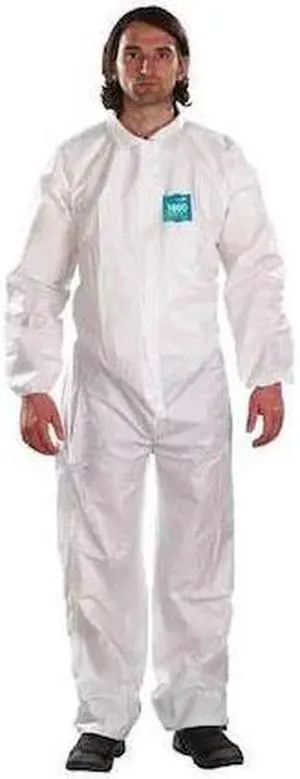 ANSELL WH18-B-92-103-05 Collared Coveralls, Xl, White, Microporous Laminate