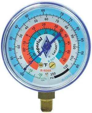 IMPERIAL 422-CB Gauge,2-1/2 In Dia,Low Side,Blue,500 psi