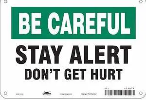 CONDOR 475H71 Safety Sign, 7 in Height, 10 in Width, Aluminum, Vertical
