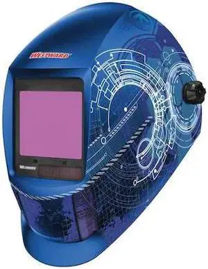 WESTWARD 44R230 Auto Dark Welding Helmet, Shade 6-9/9-13, Blue/White