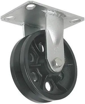 ZORO SELECT 1NWE1 V-Grve Rigid Cster,Cst Irn,6 in.,1000 lb