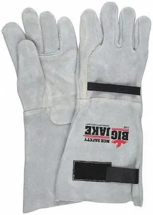 MCR SAFETY 1746M Leather Gloves, Cowhide, Extended Gauntlet Cuff, Straight