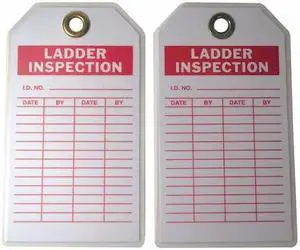 ZORO SELECT 20TH04 Tag, Ladder Inspection, Polyester, 7 in H x 4 in W, White,
