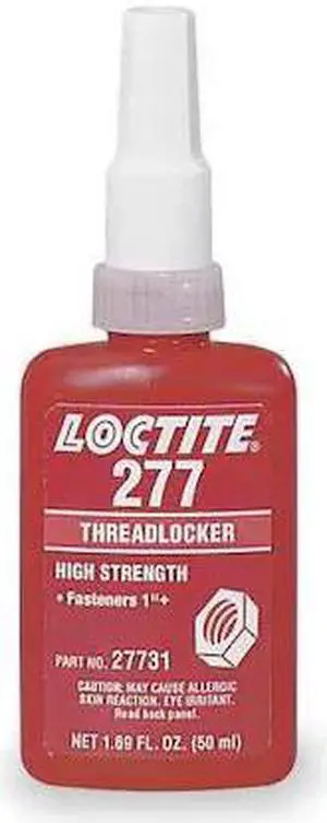 LOCTITE 231089 Threadlocker, LOCTITE 277, Red, High Strength, Liquid, 10 mL