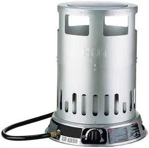 DAYTON 6BY73 Portable Gas Floor Heater, Liquid Propane, Matchless Piezo, 50,000