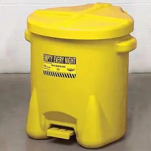 EAGLE MFG 937FLY Oily Waste Can,14 Gal.,Poly,Yellow