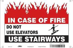 CONDOR 467P67 Safety Sign Emergency Exit, Aluminum, 10 in W, 7 in H, Black,