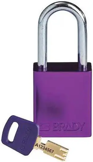 BRADY ALU-PRP-38ST-KD Lockout Padlock,Al,Purple,Key Different