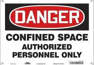 CONDOR 465J54 Safety Sign, 10 in Height, 14 in Width, Polyethylene, Horizontal
