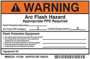 BRADY 121099 Arc Flash Protection Label,4"H x 6"W,PK5