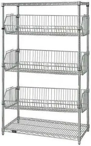 ZORO SELECT 45VY05 Wire Shelving Unit, 24"D x 48"W x 63"H, 2 Shelves, Chrome