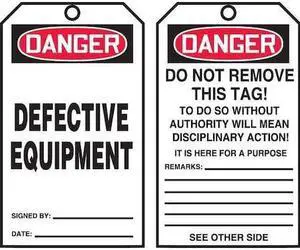 ACCUFORM TAR102 Danger Tag By The Roll,6-1/4 x 3,PK100